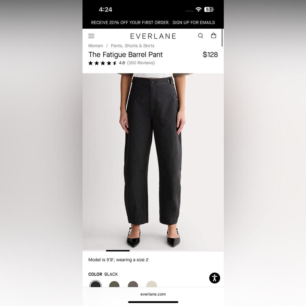 Everlane Women's Black High-Waisted Pants